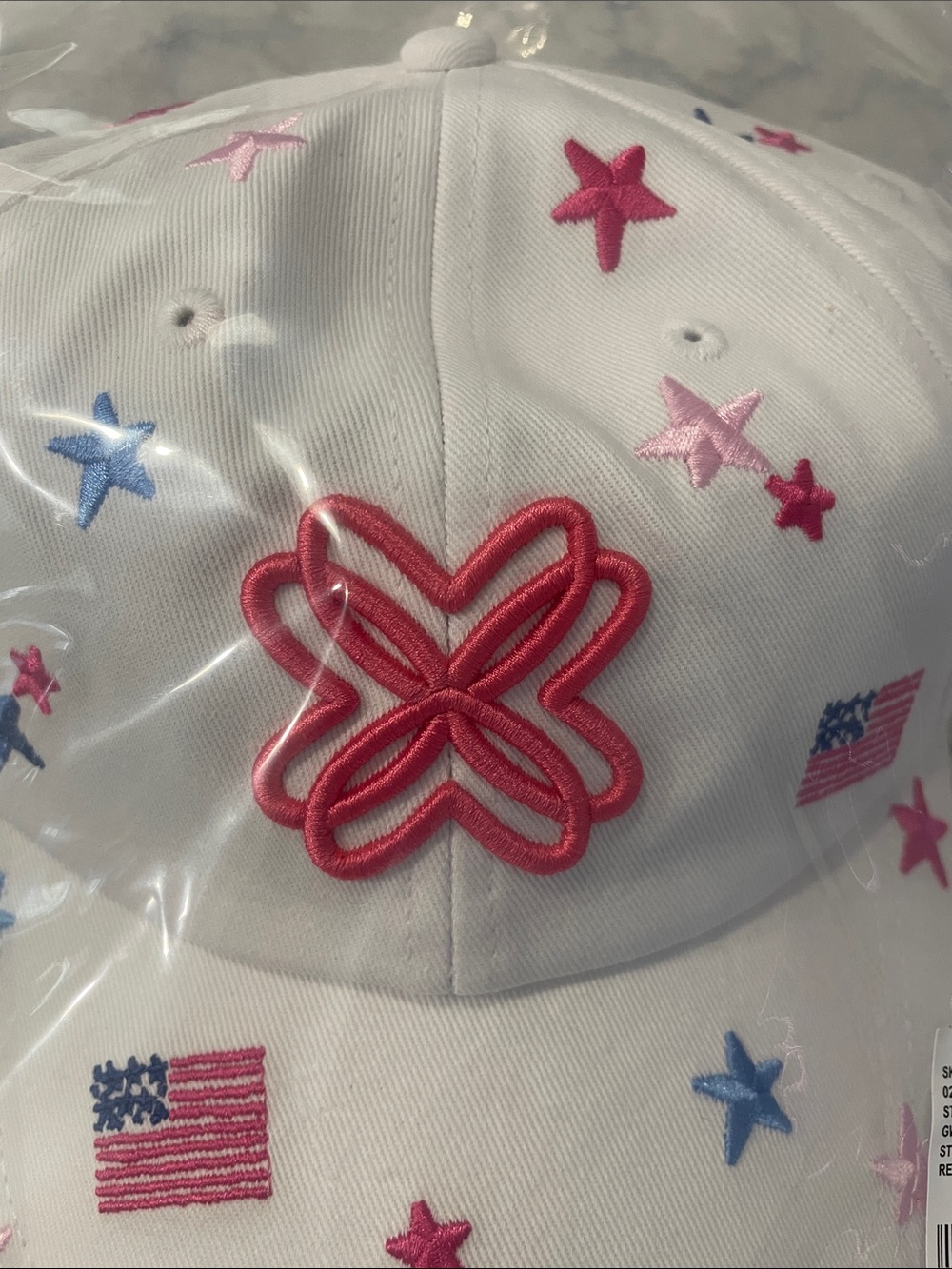 Lilly Pulitzer embroidered hat with Pink Logo, Blue & Pink Stars - Picture 4 of 4